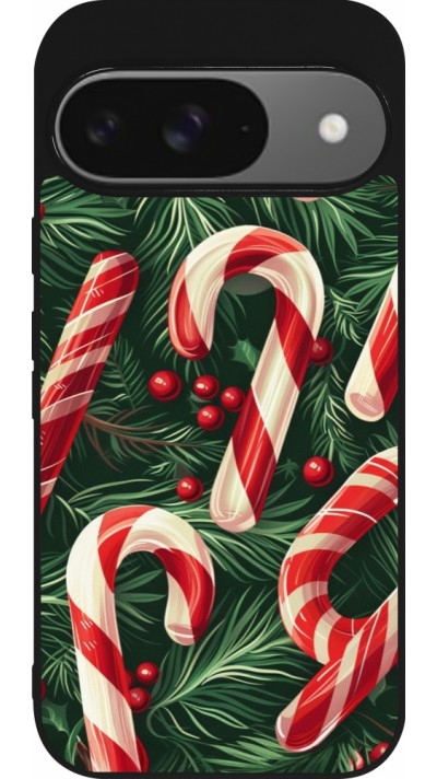 Coque Google Pixel 9 / Pixel 9 Pro - Silicone rigide noir Christmas 25 Xmas Stick