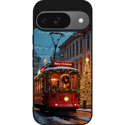 Coque Google Pixel 9 / Pixel 9 Pro - Silicone rigide noir Christmas 25 Xmas Train