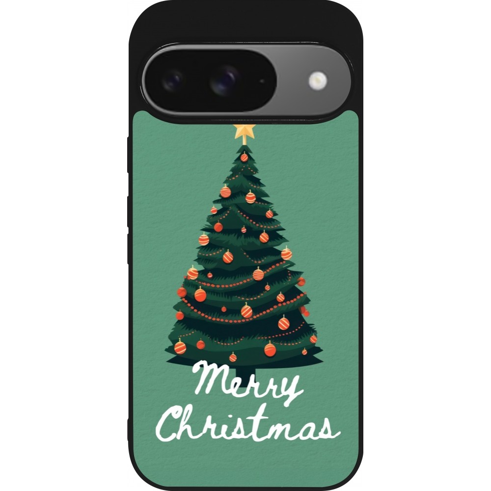 Coque Google Pixel 9 / Pixel 9 Pro - Silicone rigide noir Christmas 25 Xmas Tree