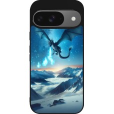 Google Pixel 9 / Pixel 9 Pro Case Hülle - Silikon schwarz Drache nächtliche Berg
