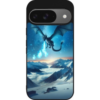 Google Pixel 9 / Pixel 9 Pro Case Hülle - Silikon schwarz Drache nächtliche Berg