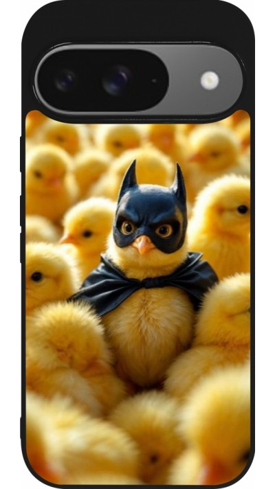 Coque Google Pixel 9 / Pixel 9 Pro - Silicone rigide noir Easter 2026 Chicken Batman