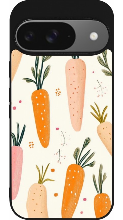 Coque Google Pixel 9 / Pixel 9 Pro - Silicone rigide noir Easter 2026 Illustration carrots