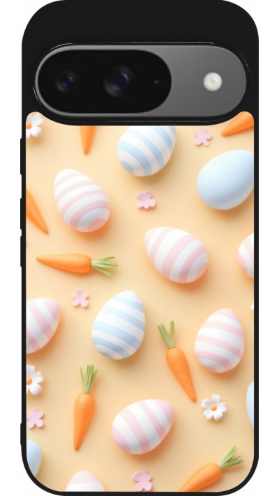 Coque Google Pixel 9 / Pixel 9 Pro - Silicone rigide noir Easter 2026 Pattern Easter