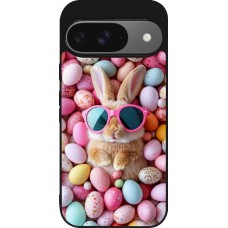 Coque Google Pixel 9 / Pixel 9 Pro - Silicone rigide noir Easter 2026 Rabbit fun