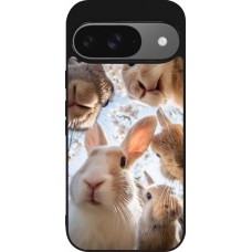 Coque Google Pixel 9 / Pixel 9 Pro - Silicone rigide noir Easter 2026 Rabbits