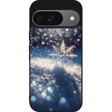 Google Pixel 9 / Pixel 9 Pro Case Hülle - Silikon schwarz Schneeflocke Solar Glanz