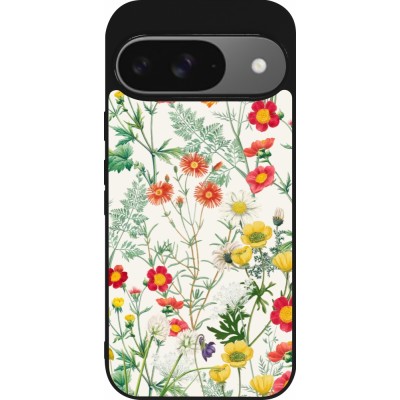 Google Pixel 9 / Pixel 9 Pro Case Hülle - Silikon schwarz Flora Botanical Wildlife