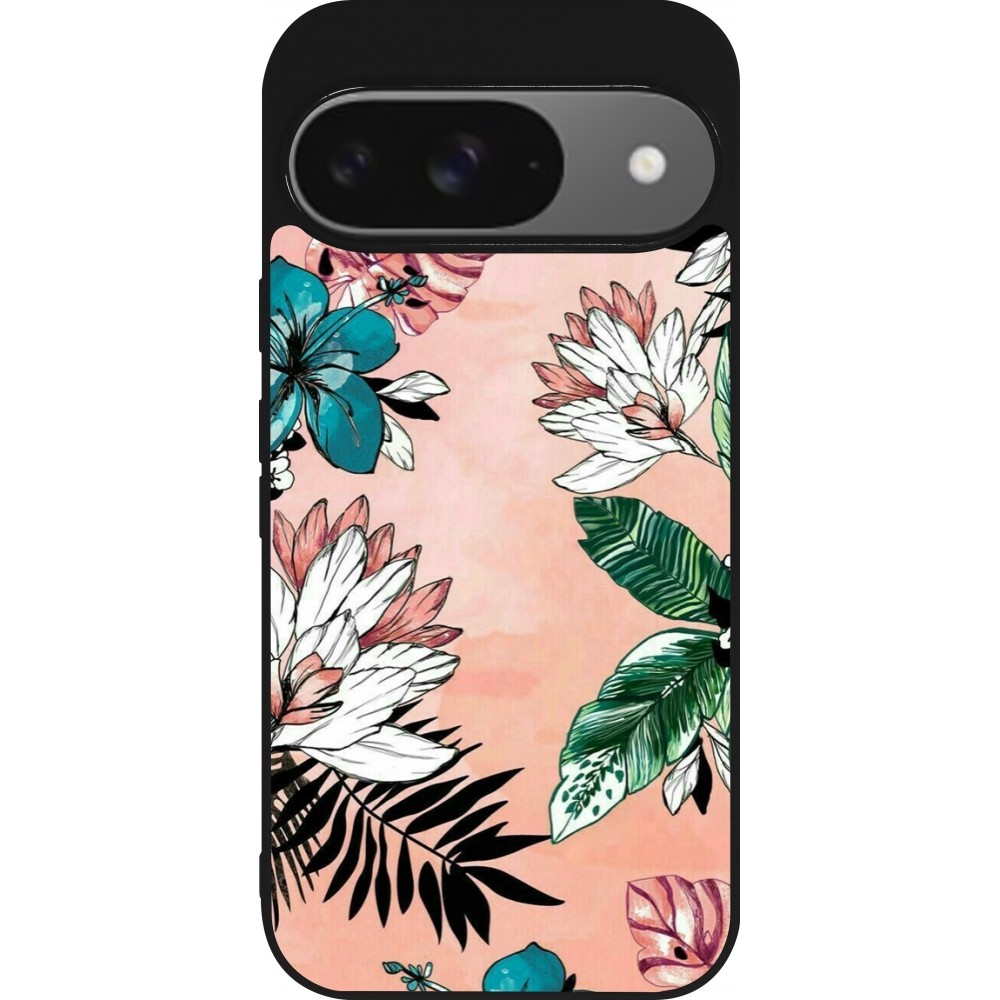 Coque Google Pixel 9 / Pixel 9 Pro - Silicone rigide noir Flowers Artprint