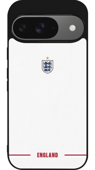 Coque Google Pixel 9 / Pixel 9 Pro - Silicone rigide noir Maillot de football Angleterre 2026 personnalisable