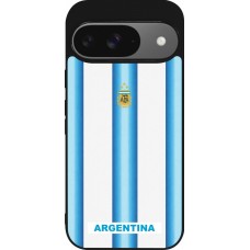 Coque Google Pixel 9 / Pixel 9 Pro - Silicone rigide noir Maillot de football Argentine 2026 personnalisable