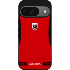 Coque Google Pixel 9 / Pixel 9 Pro - Silicone rigide noir Maillot de football Autriche 2026 personnalisable