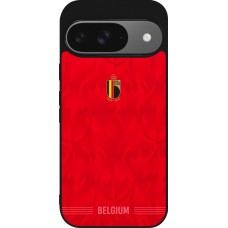 Coque Google Pixel 9 / Pixel 9 Pro - Silicone rigide noir Maillot de football Belgique 2026 personnalisable