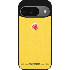 Coque Google Pixel 9 / Pixel 9 Pro - Silicone rigide noir Maillot de football Colombie 2026 personnalisable