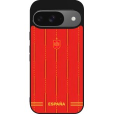 Coque Google Pixel 9 / Pixel 9 Pro - Silicone rigide noir Maillot de football Espagne 2026 personnalisable