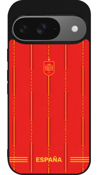 Coque Google Pixel 9 / Pixel 9 Pro - Silicone rigide noir Maillot de football Espagne 2026 personnalisable