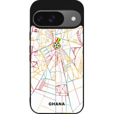 Coque Google Pixel 9 / Pixel 9 Pro - Silicone rigide noir Maillot de football Ghana 2026 personnalisable