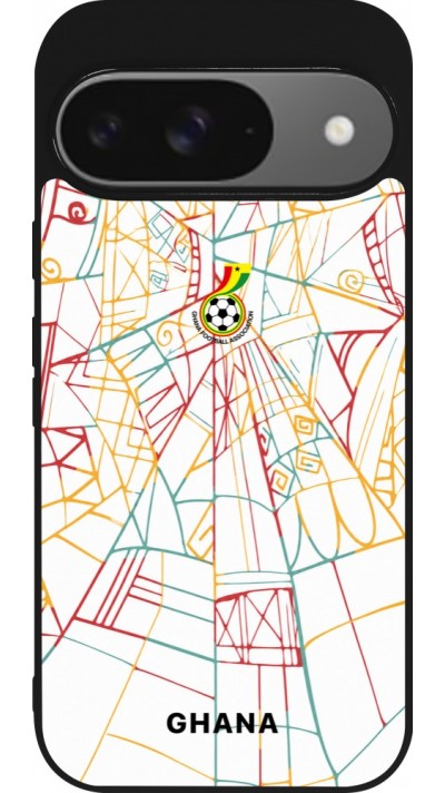 Coque Google Pixel 9 / Pixel 9 Pro - Silicone rigide noir Maillot de football Ghana 2026 personnalisable