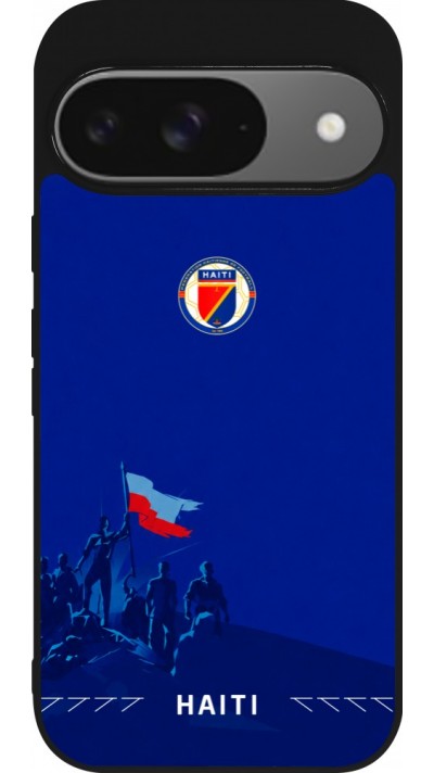 Coque Google Pixel 9 / Pixel 9 Pro - Silicone rigide noir Maillot de football Haiti 2026 personnalisable