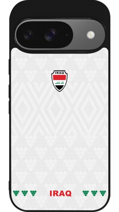 Coque Google Pixel 9 / Pixel 9 Pro - Silicone rigide noir Maillot de football Irak 2026 personnalisable
