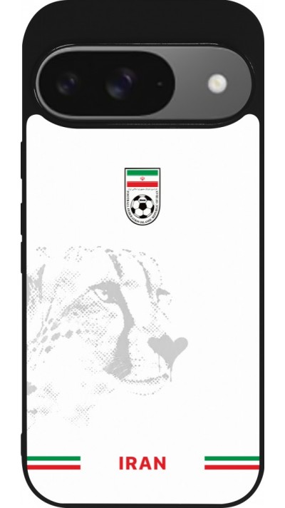 Coque Google Pixel 9 / Pixel 9 Pro - Silicone rigide noir Maillot de football Iran 2026 personnalisable