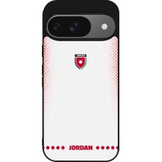 Coque Google Pixel 9 / Pixel 9 Pro - Silicone rigide noir Maillot de football Jordanie 2026 personnalisable