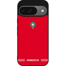Coque Google Pixel 9 / Pixel 9 Pro - Silicone rigide noir Maillot de football Maroc 2026 personnalisable