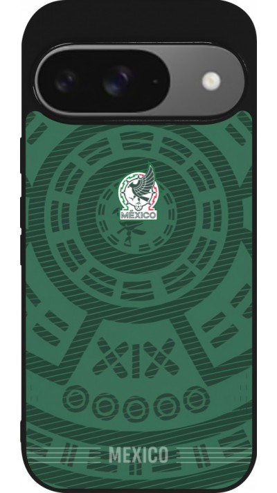Coque Google Pixel 9 / Pixel 9 Pro - Silicone rigide noir Maillot de football Mexique 2026 personnalisable