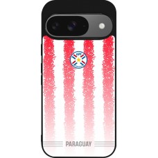 Coque Google Pixel 9 / Pixel 9 Pro - Silicone rigide noir Maillot de football Paraguay 2026 personnalisable
