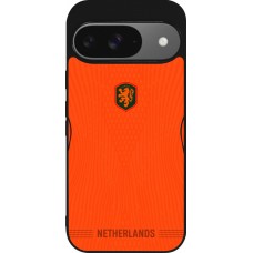 Coque Google Pixel 9 / Pixel 9 Pro - Silicone rigide noir Maillot de football Pays-Bas 2026 personnalisable