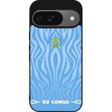 Coque Google Pixel 9 / Pixel 9 Pro - Silicone rigide noir Maillot de football RD Congo 2026 personnalisable