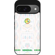 Coque Google Pixel 9 / Pixel 9 Pro - Silicone rigide noir Maillot de football Sénégal 2026 personnalisable