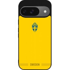 Coque Google Pixel 9 / Pixel 9 Pro - Silicone rigide noir Maillot de football Suède 2026 personnalisable