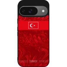 Coque Google Pixel 9 / Pixel 9 Pro - Silicone rigide noir Maillot de football Turquie 2026 personnalisable