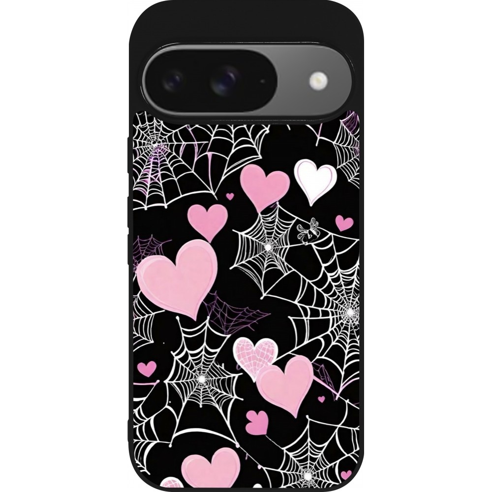 Google Pixel 9 / Pixel 9 Pro Case Hülle - Silikon schwarz Halloween 2024 girly