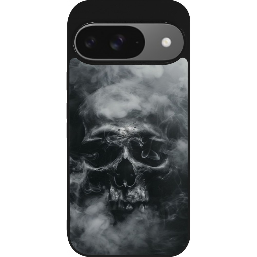 Google Pixel 9 / Pixel 9 Pro Case Hülle - Silikon schwarz Halloween 2024 smoky skull