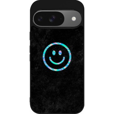 Google Pixel 9 / Pixel 9 Pro Case Hülle - Silikon schwarz Happy smiley irisirt