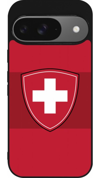 Coque Google Pixel 9 / Pixel 9 Pro - Silicone rigide noir Hockey World Championship Ecusson Suisse