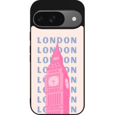 Google Pixel 9 / Pixel 9 Pro Case Hülle - Silikon schwarz London Pink Print