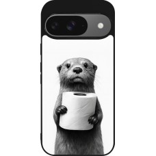 Coque Google Pixel 9 / Pixel 9 Pro - Silicone rigide noir Loutre papier de toilette