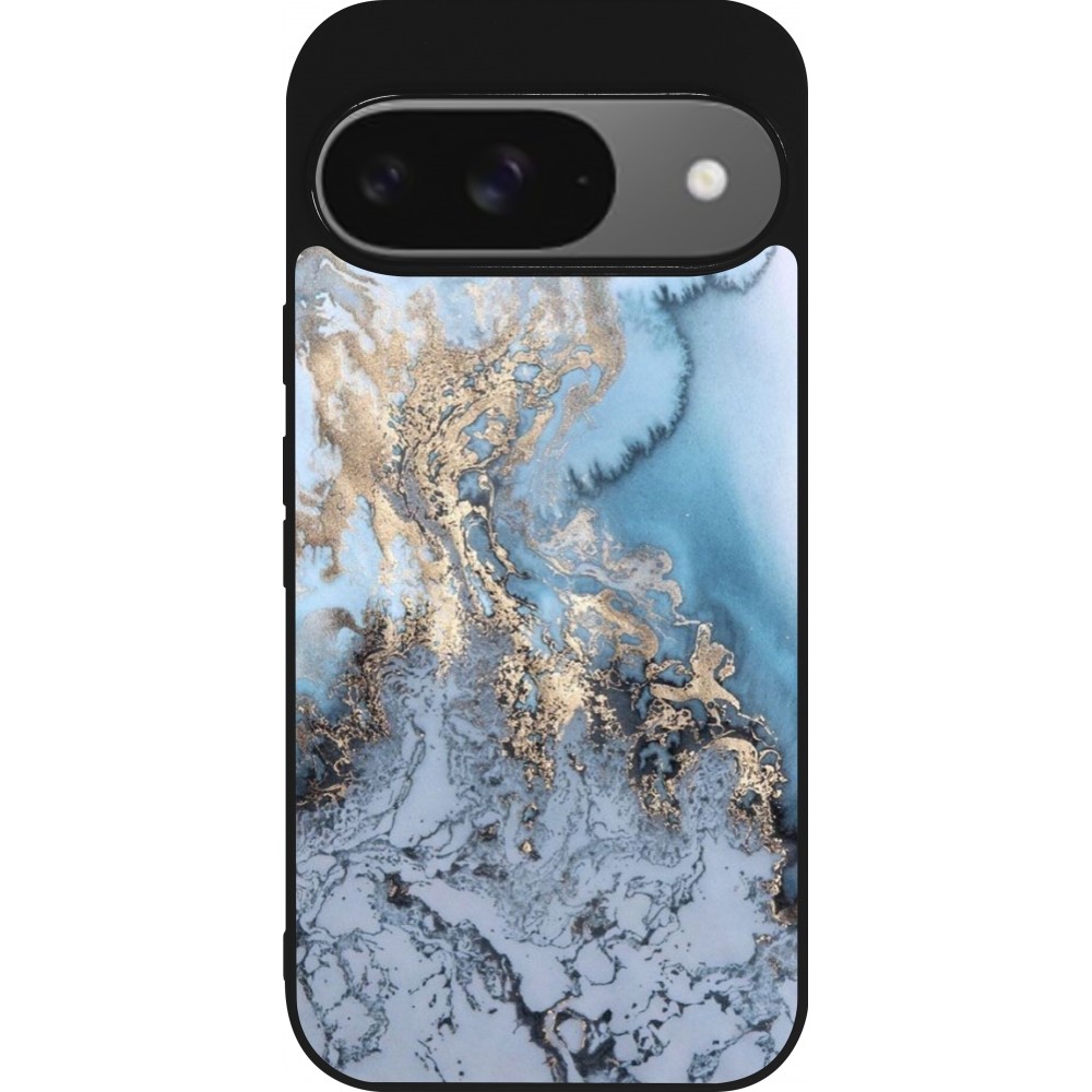 Google Pixel 9 / Pixel 9 Pro Case Hülle - Silikon schwarz Marble 04