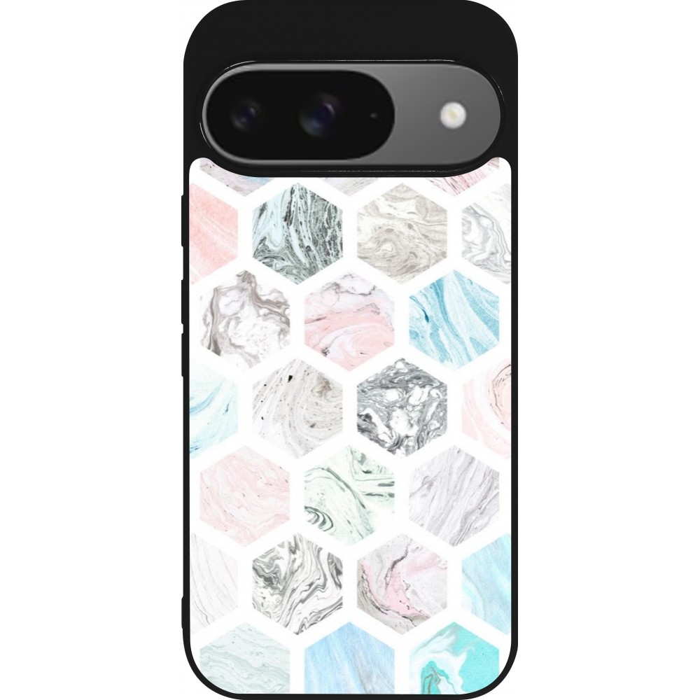 Coque Google Pixel 9 / Pixel 9 Pro - Silicone rigide noir Marble Everything