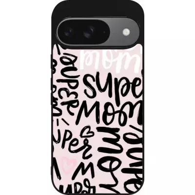 Google Pixel 9 / Pixel 9 Pro Case Hülle - Silikon schwarz Mom 2024 Super mom