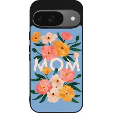 Coque Google Pixel 9 / Pixel 9 Pro - Silicone rigide noir Mom 2026 Flowers