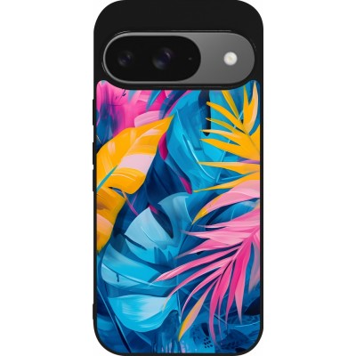 Coque Google Pixel 9 / Pixel 9 Pro - Silicone rigide noir Palms Blue