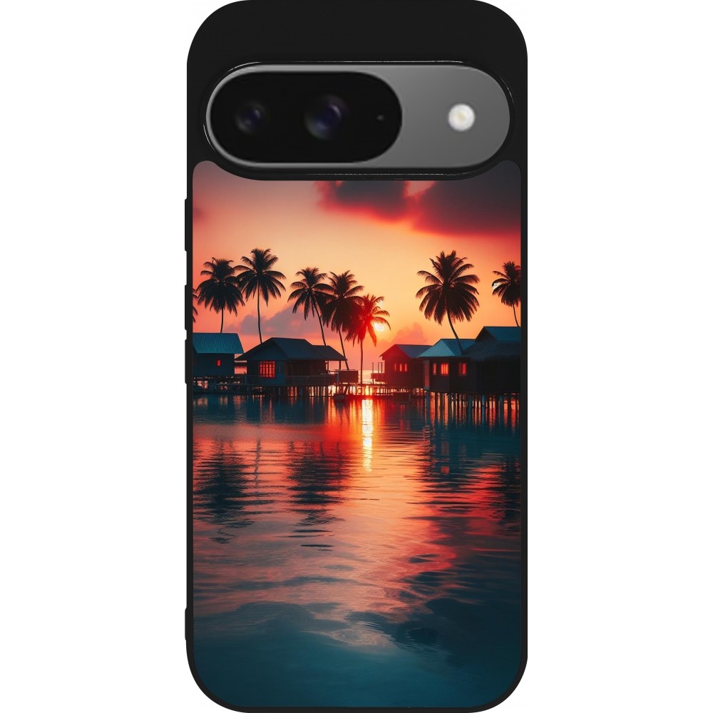 Google Pixel 9 / Pixel 9 Pro Case Hülle - Silikon schwarz Paradies Malediven