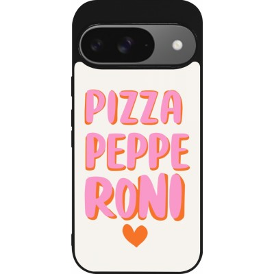 Coque Google Pixel 9 / Pixel 9 Pro - Silicone rigide noir Pizza pepperoni 2026