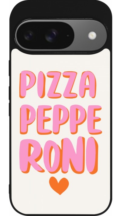 Coque Google Pixel 9 / Pixel 9 Pro - Silicone rigide noir Pizza pepperoni 2026