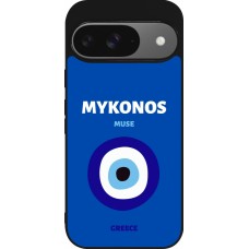 Google Pixel 9 / Pixel 9 Pro Case Hülle - Silikon schwarz Pop Summer Destination Mykonos