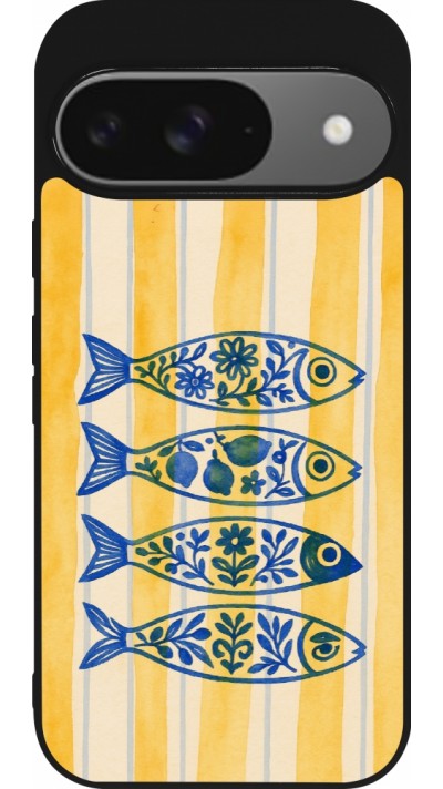 Coque Google Pixel 9 / Pixel 9 Pro - Silicone rigide noir Portuguese fish 2026